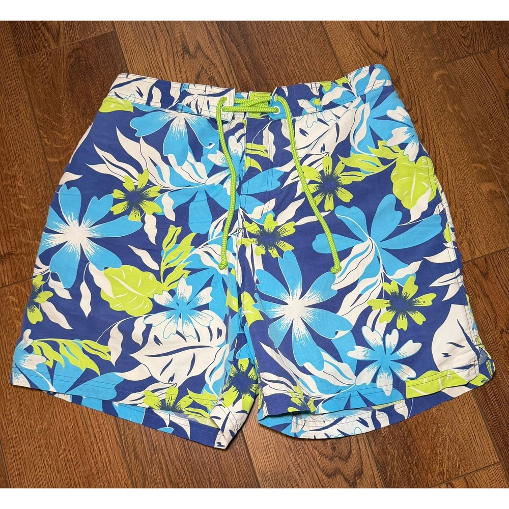 Tailorbyrd Mens Blue Tropical Floral‎ Swim Trunks Board Shorts Size Medium
